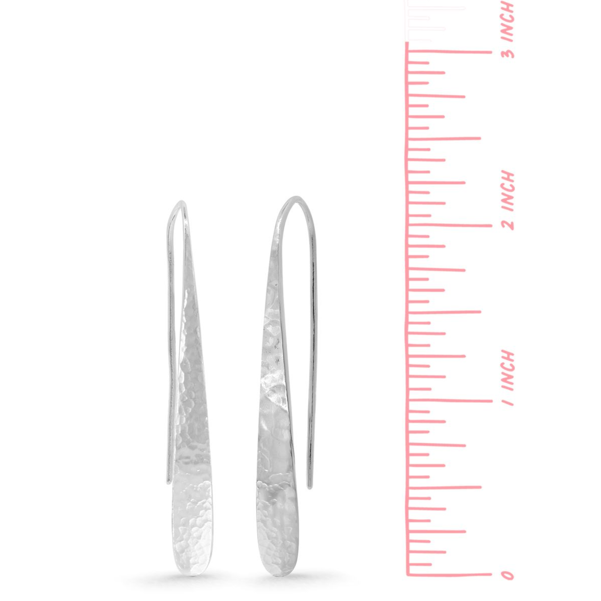 Boma Sterling Silver Hammered Long Pull Through Open Hoops