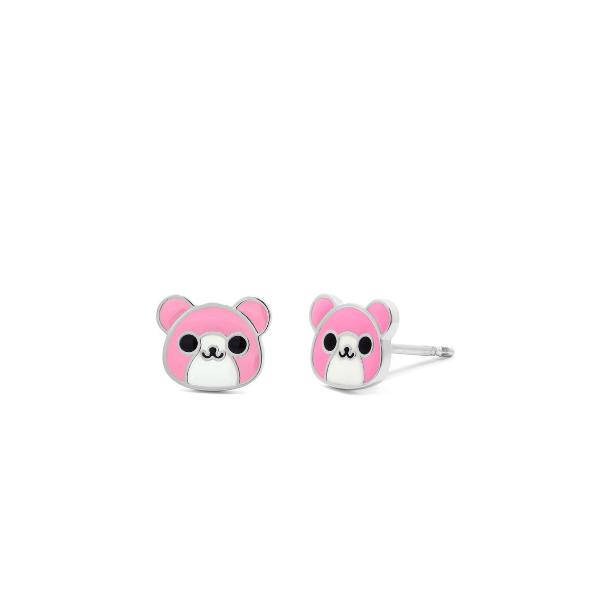 Boma Sterling Silver Pink Bear Stud Earrings