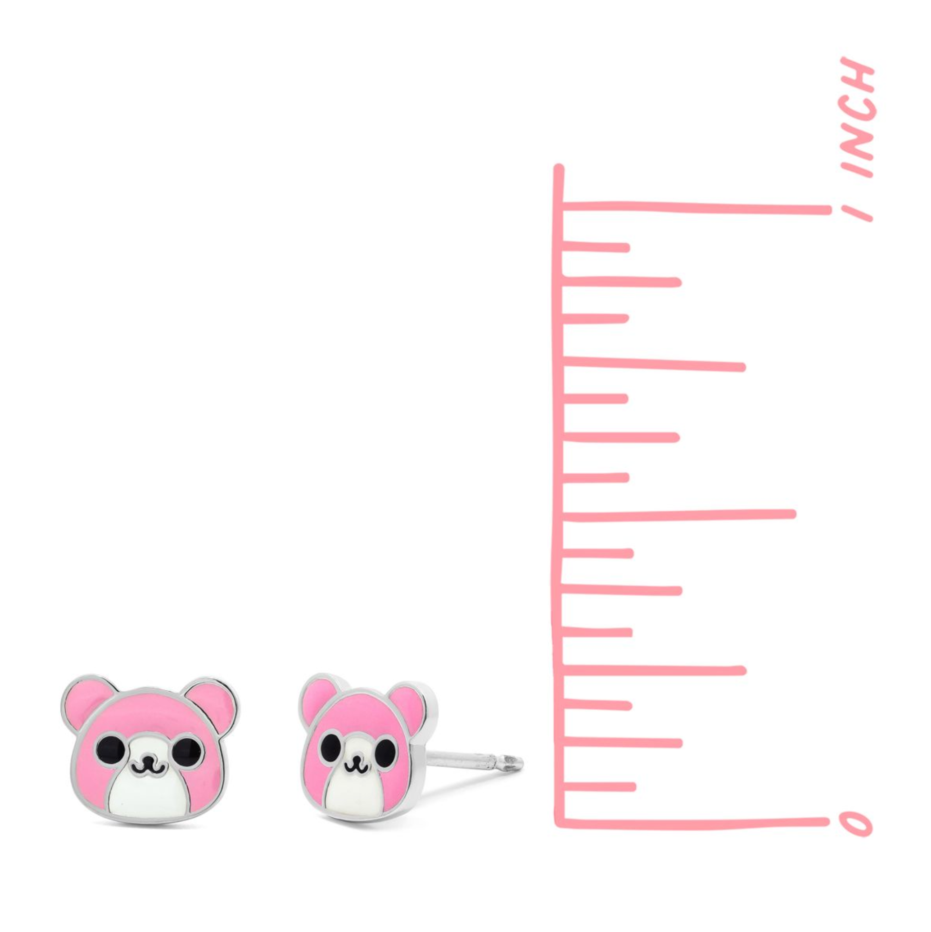 Boma Sterling Silver Pink Bear Stud Earrings