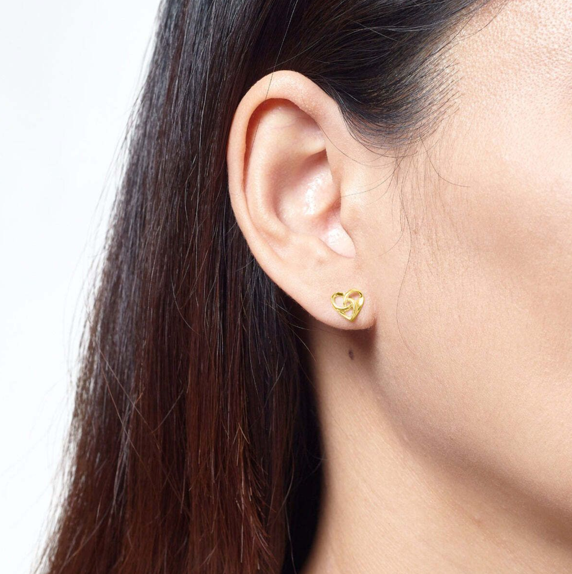 Boma 14K Gold Curly Intertwined Heart Studs