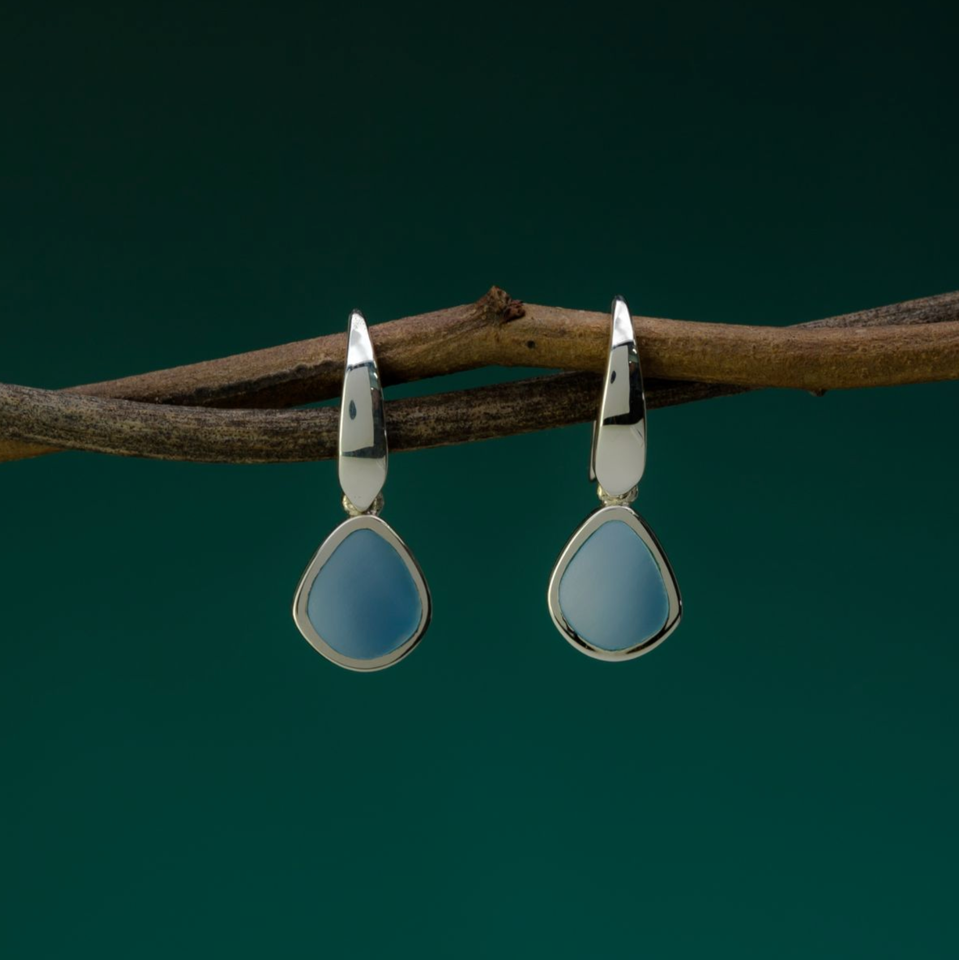 Boma Modern Open Drop with Blue Mother of Pearl Earrings