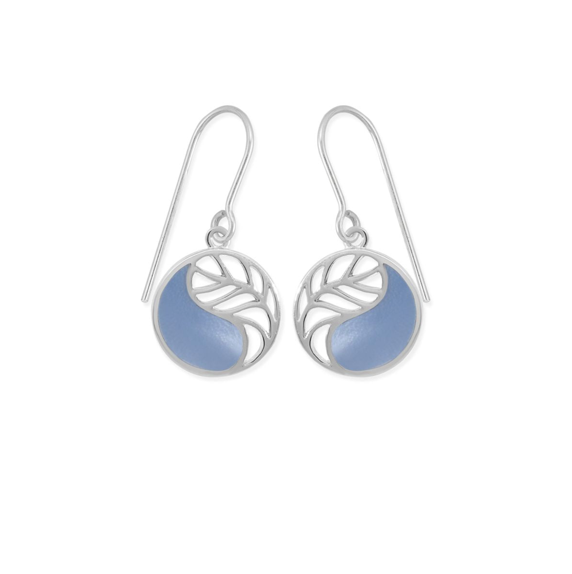 Boma Yin Yang Leaf with Blue Mother of Pearl Earrings
