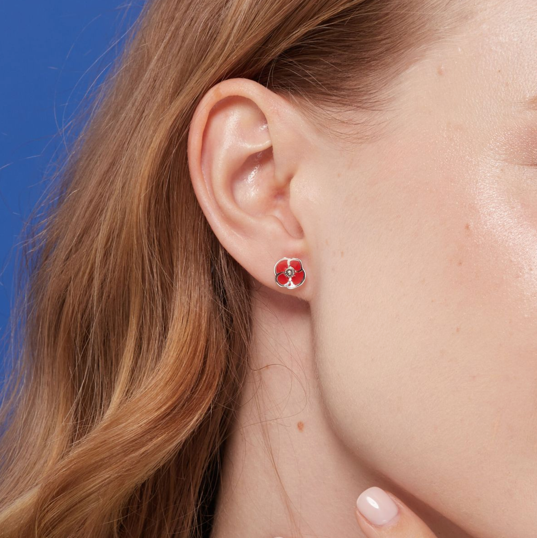 Boma Red Poppy Flower Stud Earrings