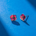 Boma Red Poppy Flower Stud Earrings