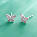 Boma Sterling Silver Dainty Pink Shell Butterfly Stud Earrings