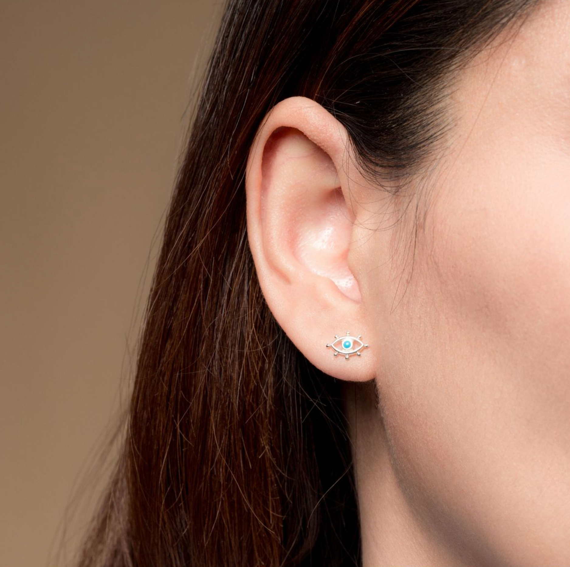 Boma Open Evil Eye with Turquoise Stud Earrings