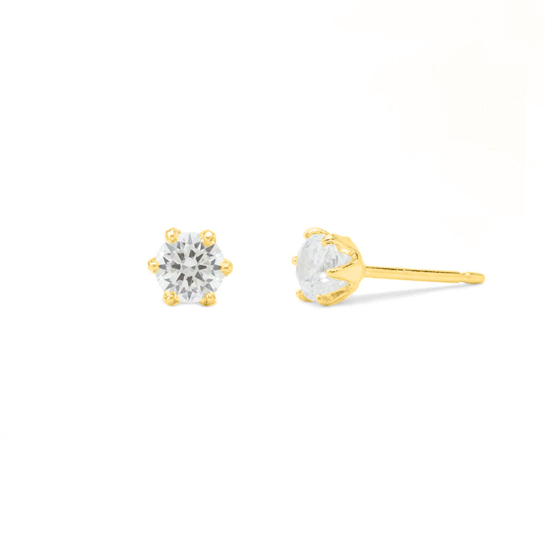Boma 14K Gold Clare Round Cut Cubic Zirconia Stud Earrings