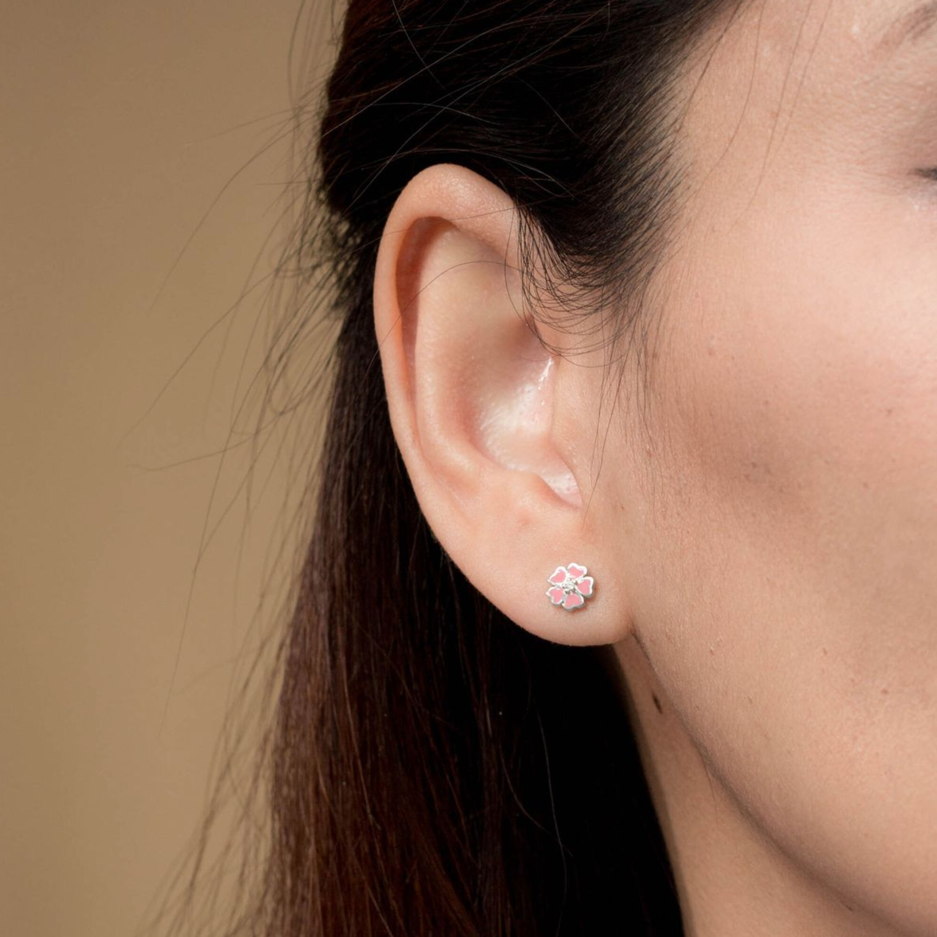 Boma Pink Sakura Flower Stud Earrings