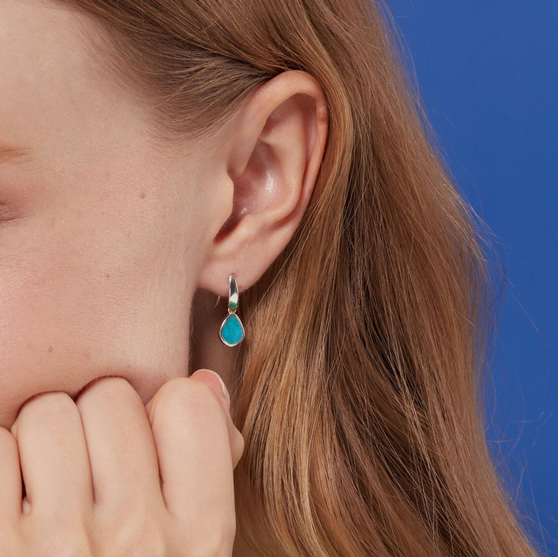 Boma Modern Open Drop with Turquoise Earrings