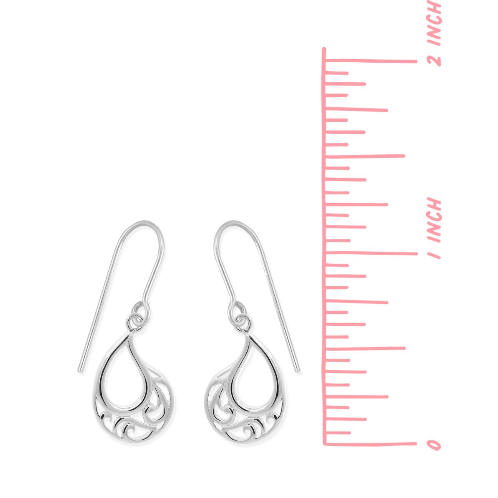 Boma Sterling Silver Teardrop Filigree Curly Leaf Dangle Earrings