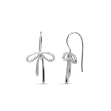 Boma Sterling Silver Bow Tie Ribbon Hoop Earrings