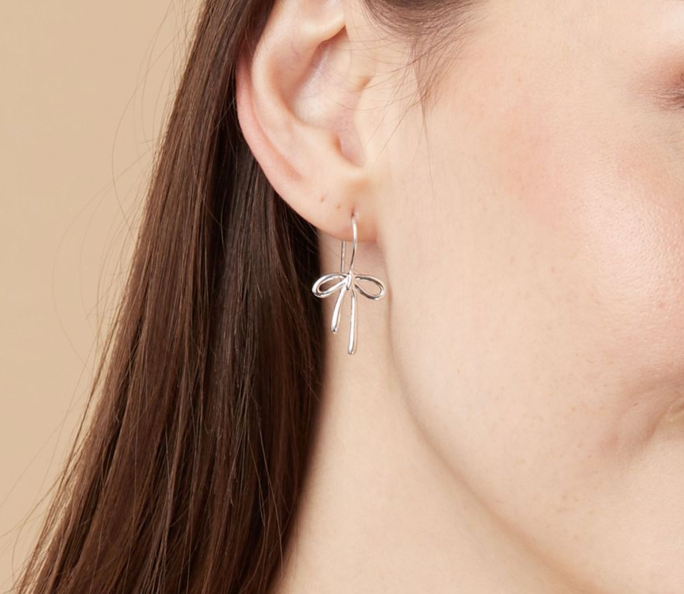 Boma Sterling Silver Bow Tie Ribbon Hoop Earrings