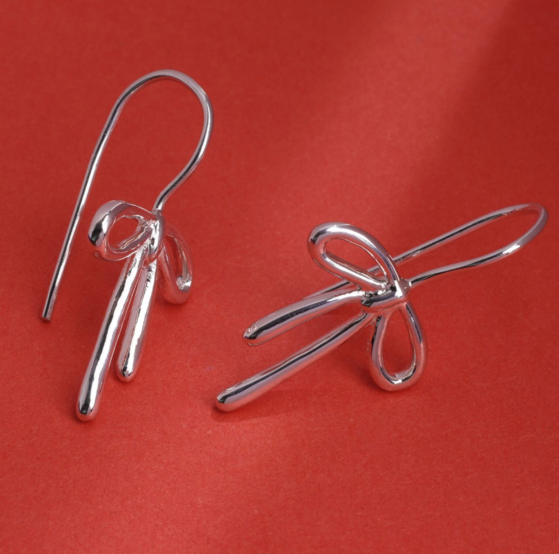 Boma Sterling Silver Bow Tie Ribbon Hoop Earrings