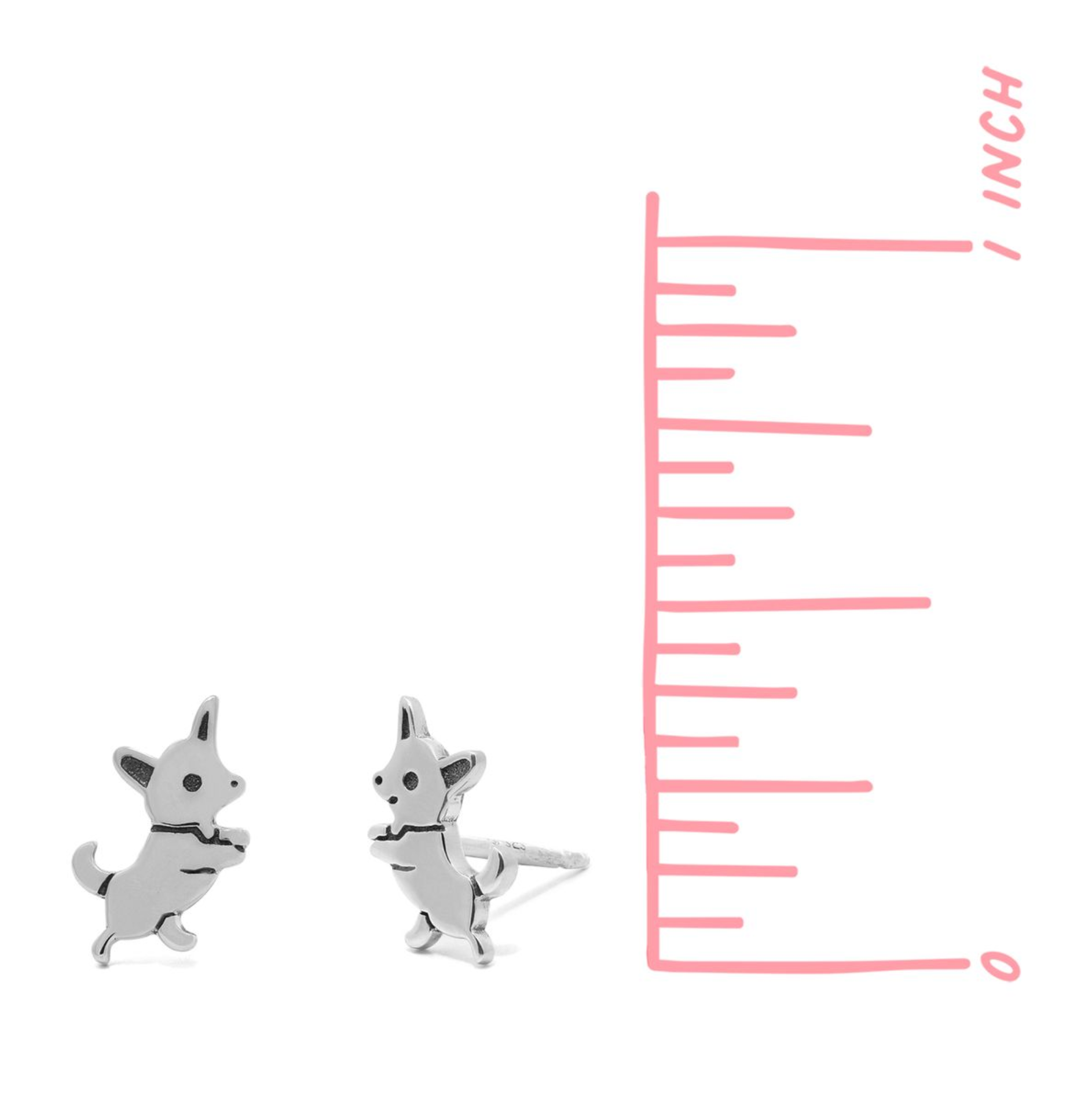 Boma Sterling Silver Chihuahua Stud Earrings
