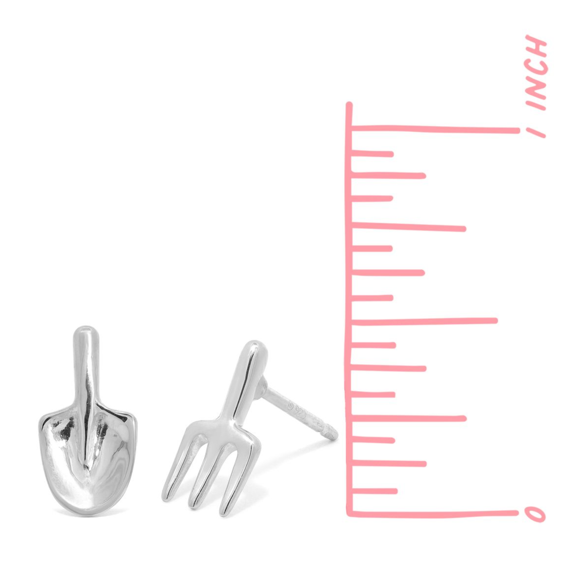 Boma Sterling Silver Mini Garden Tool Stud Earrings