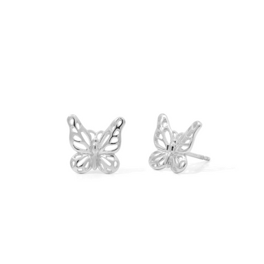 Boma Sterling Silver Delicate Outline Monarch Butterfly Stud Earrings