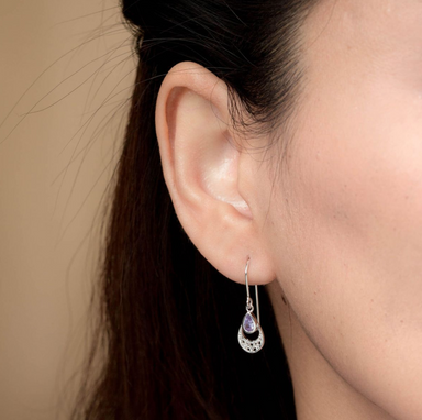 Boma Ornamental Gemstone Dangle Earrings with Light Amethyst