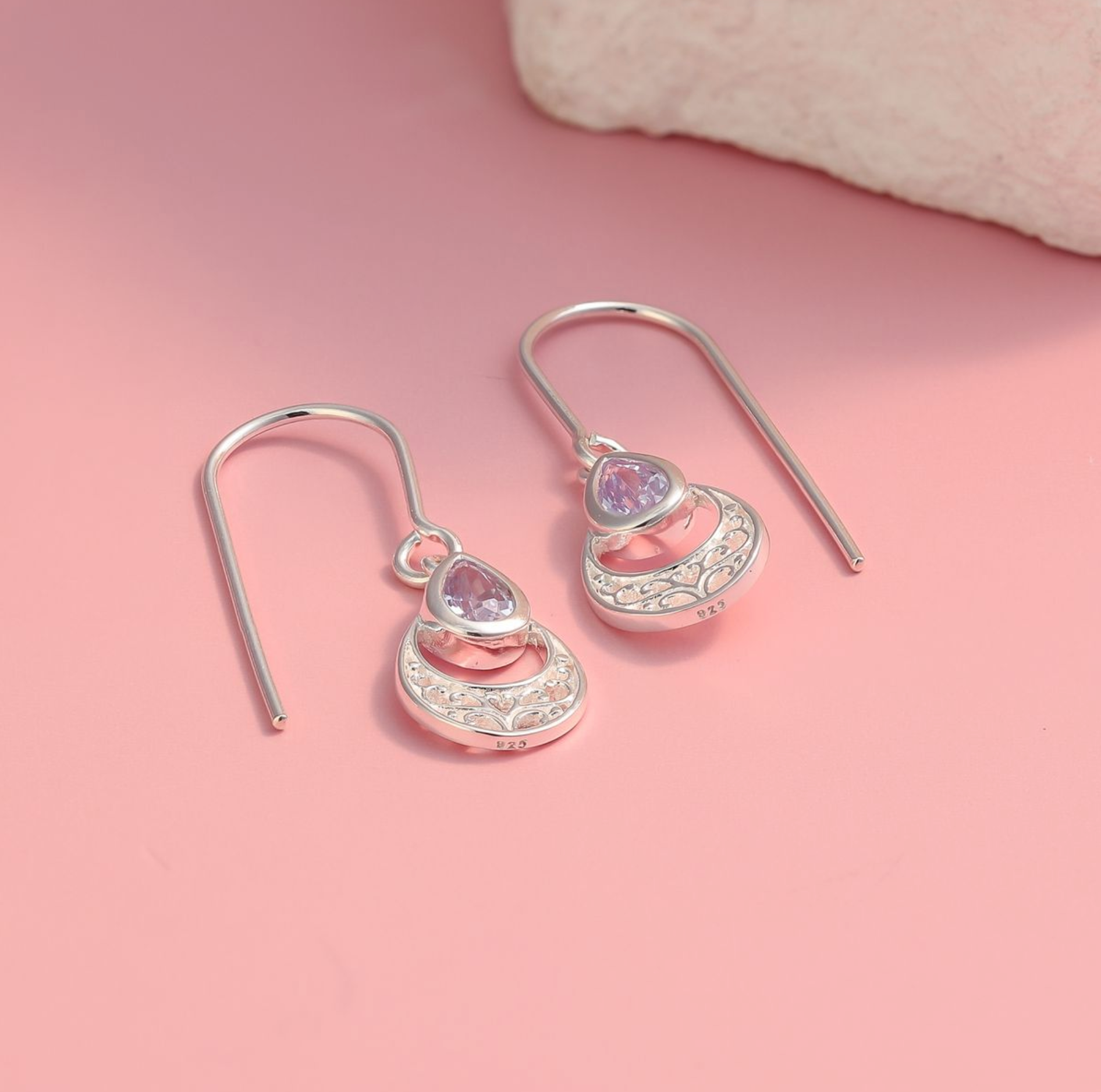 Boma Ornamental Gemstone Dangle Earrings with Light Amethyst