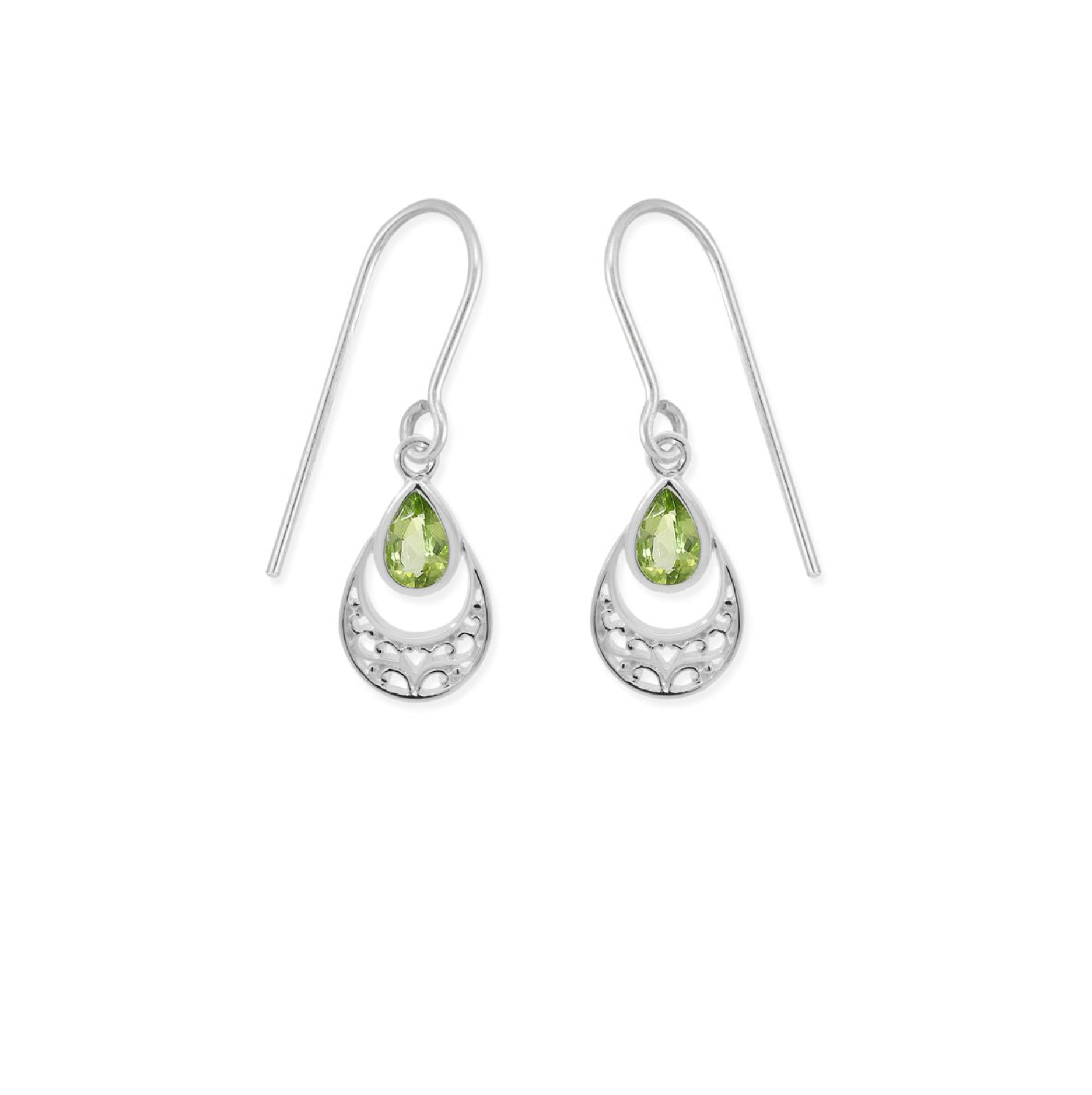 Boma Ornamental Gemstone Dangle Earrings with Peridot