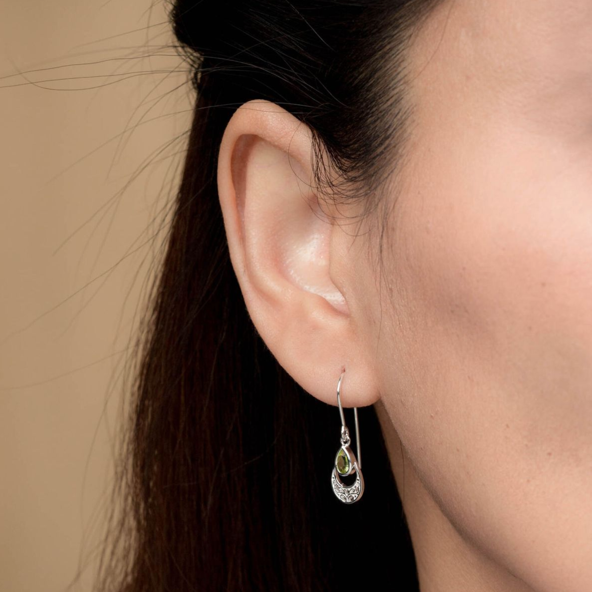 Boma Ornamental Gemstone Dangle Earrings with Peridot