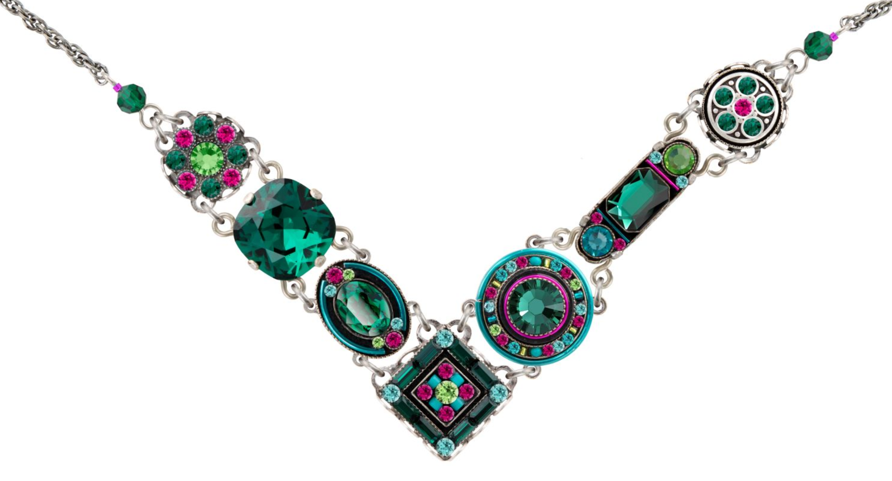 Firefly La Dolce Vita Crystal V Necklace - Emerald