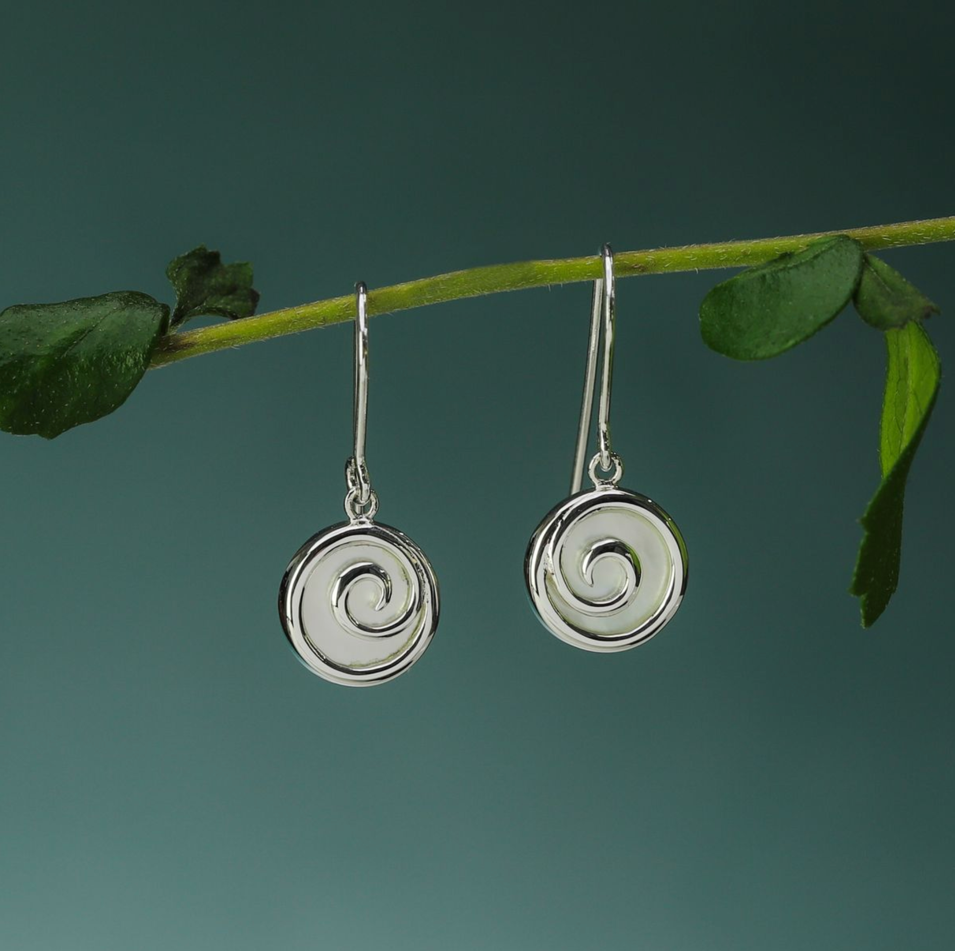 Boma Moari Spiral Dangles with Mother of Pearl