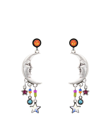 Firefly Multicolor Moon Post Earrings