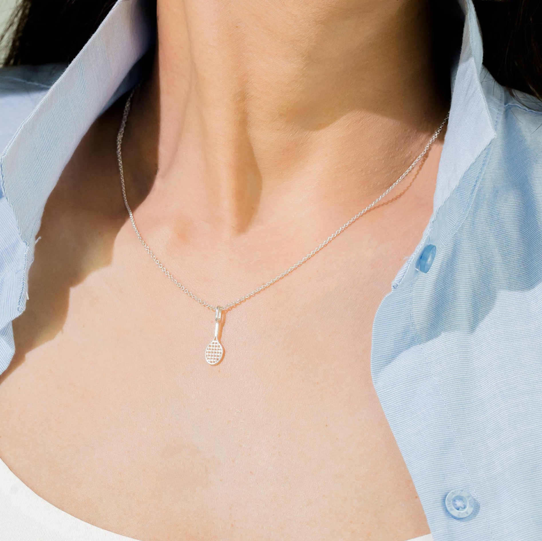 Boma Silver Tennis Racket Necklace