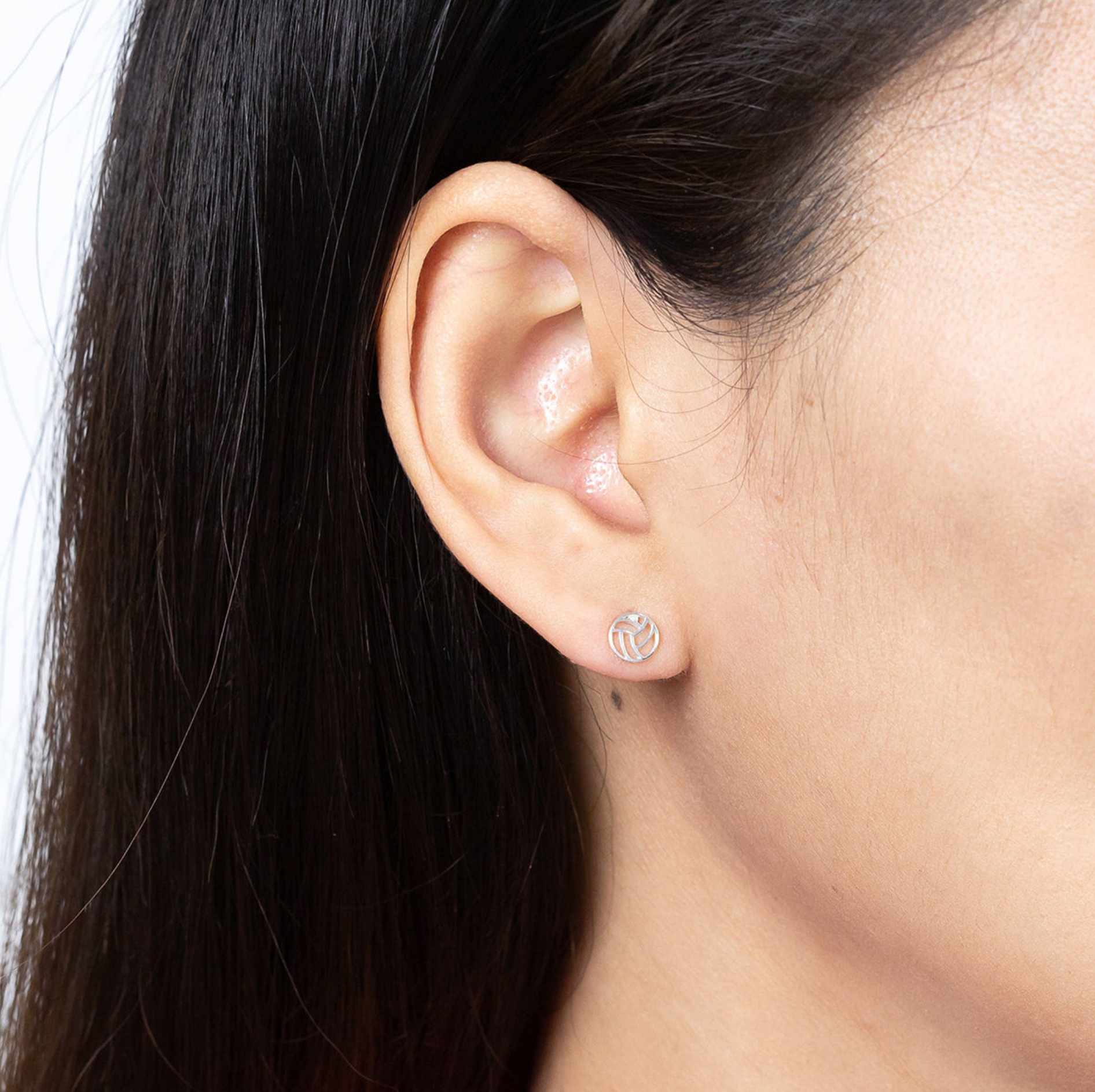 Boma Silver Volleyball Stud Earrings