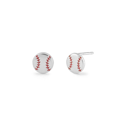 Boma Silver Baseball Stud Earrings