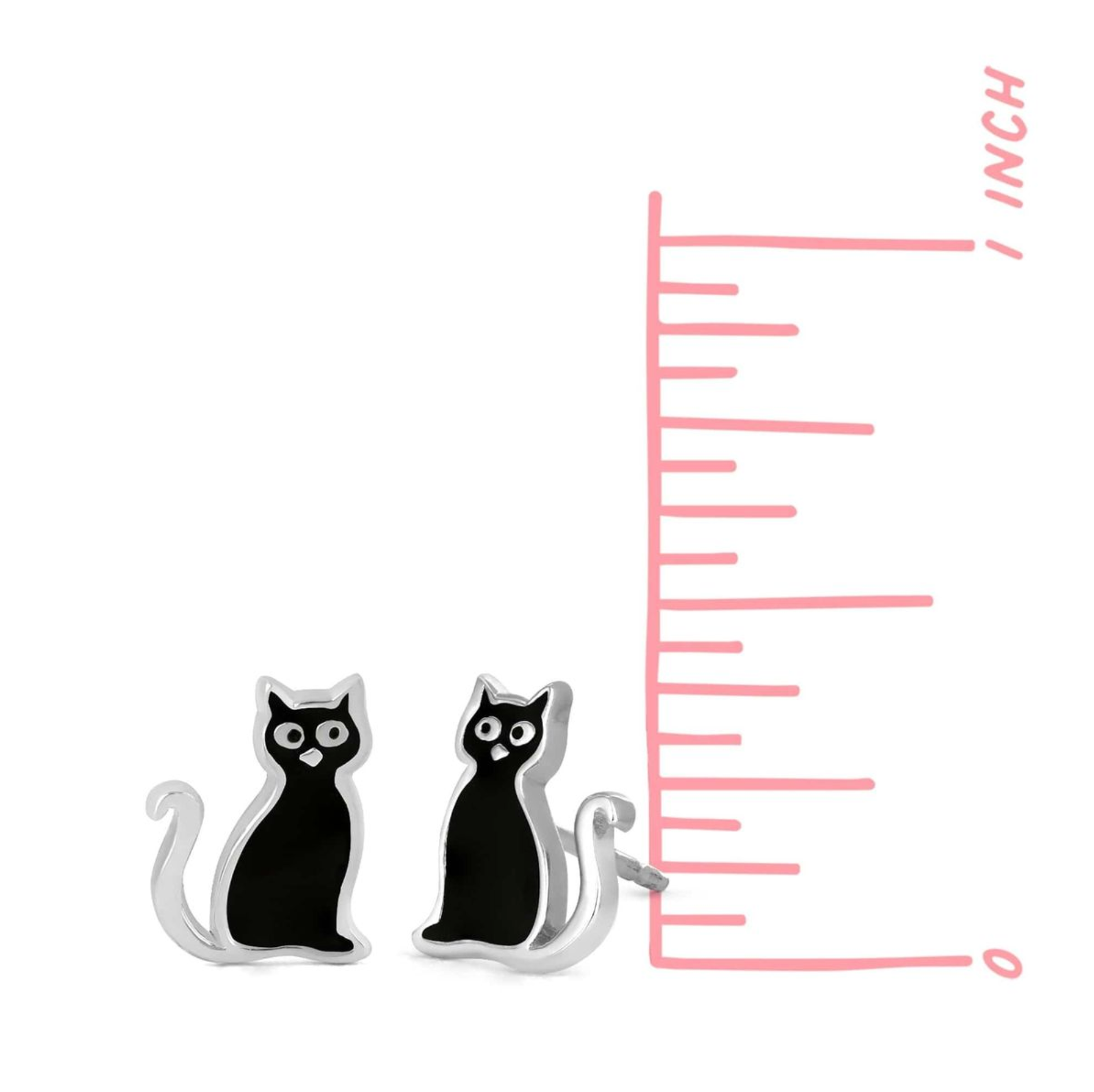 Boma Sterling Silver Post Earrings - Black Cat