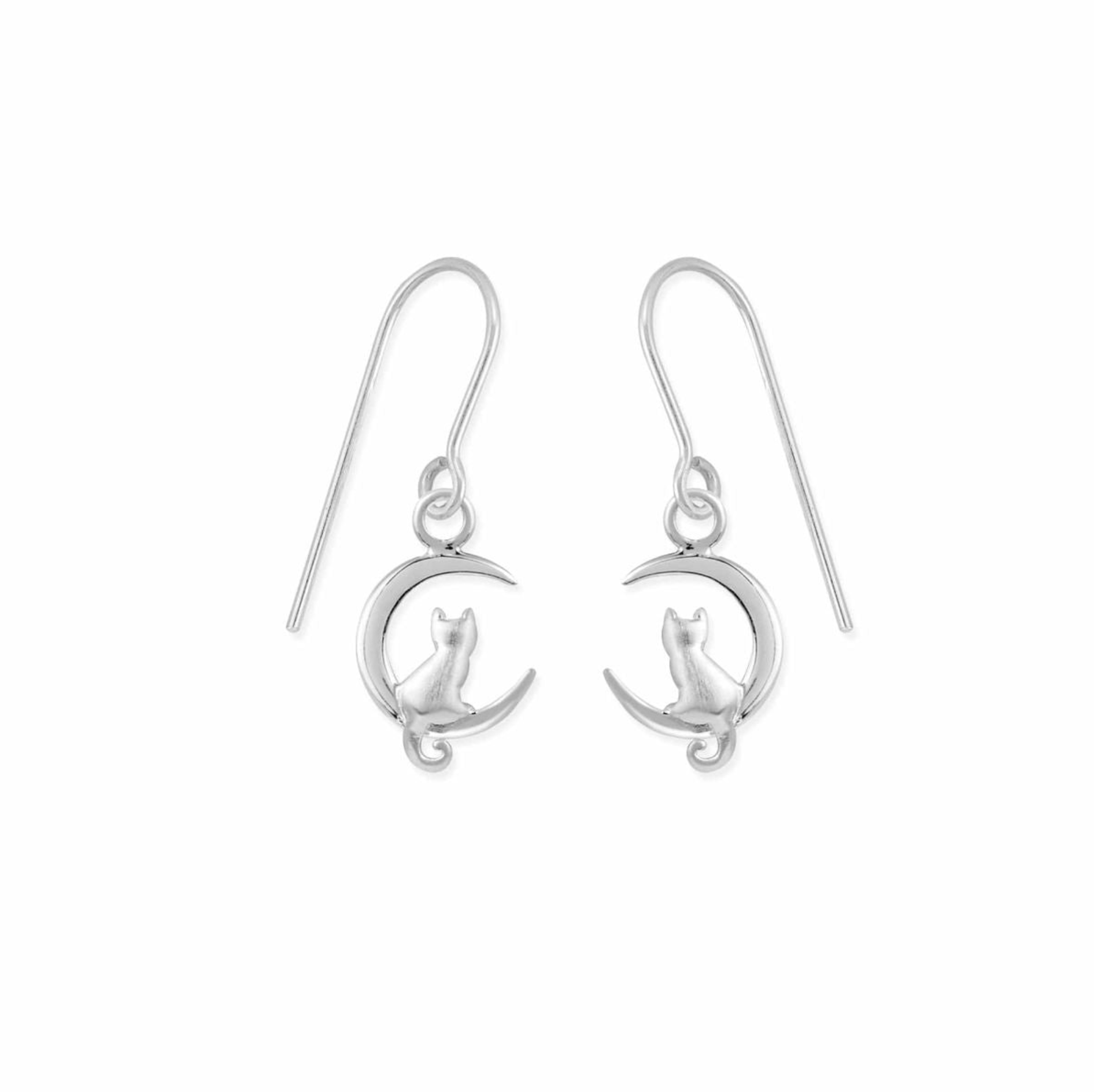 Boma Cat and Moon Dangle Earrings