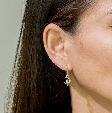 Boma Cat and Moon Dangle Earrings