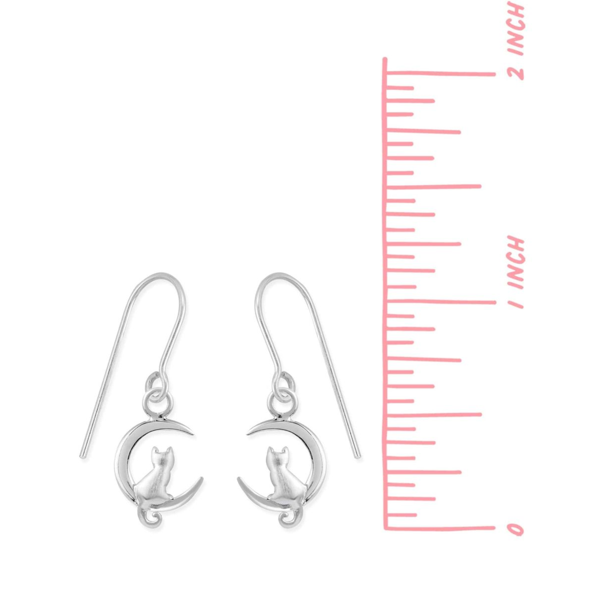 Boma Cat and Moon Dangle Earrings