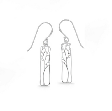 Boma Sterling Silver Earrings - Tall Rectangular Trees