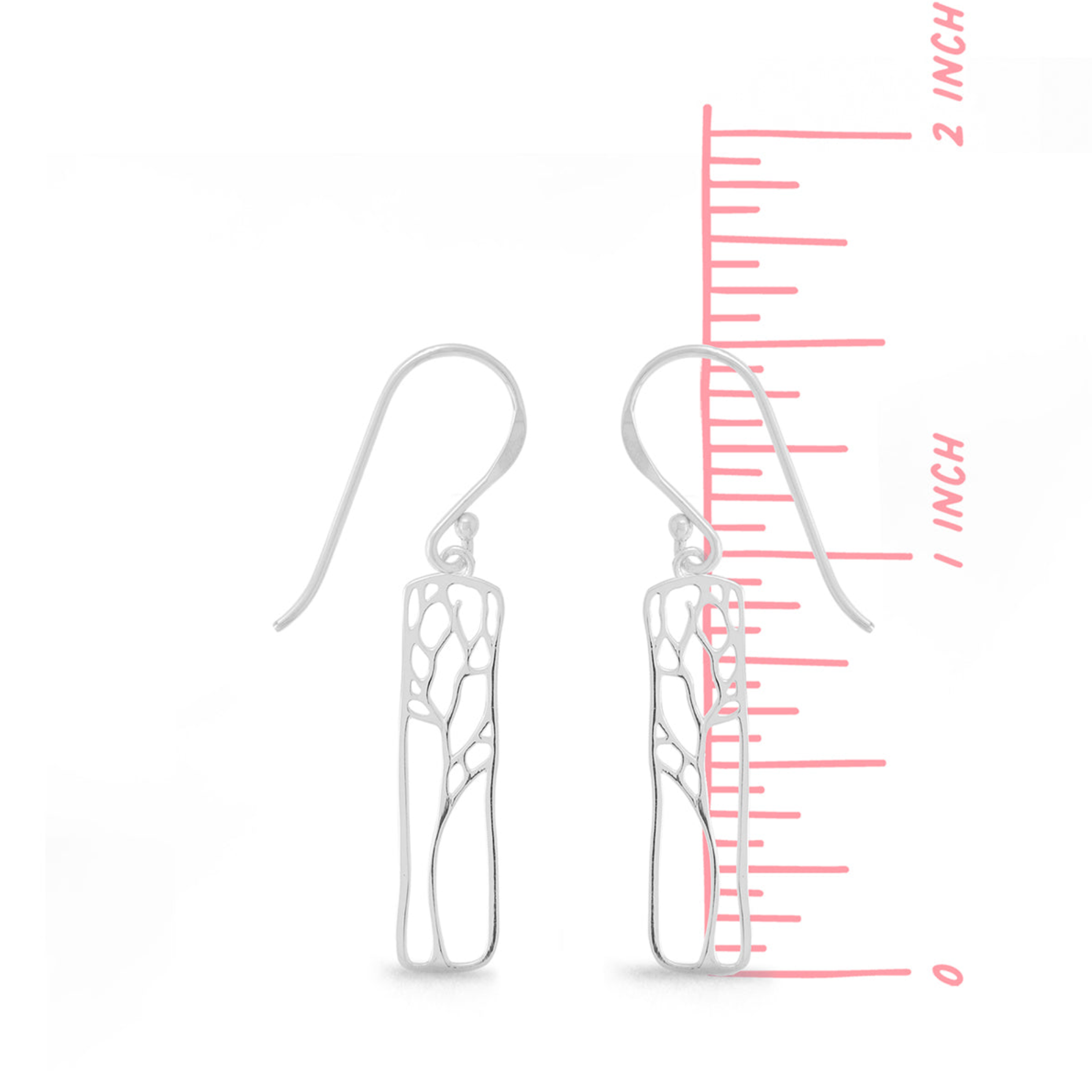 Boma Sterling Silver Earrings - Tall Rectangular Trees