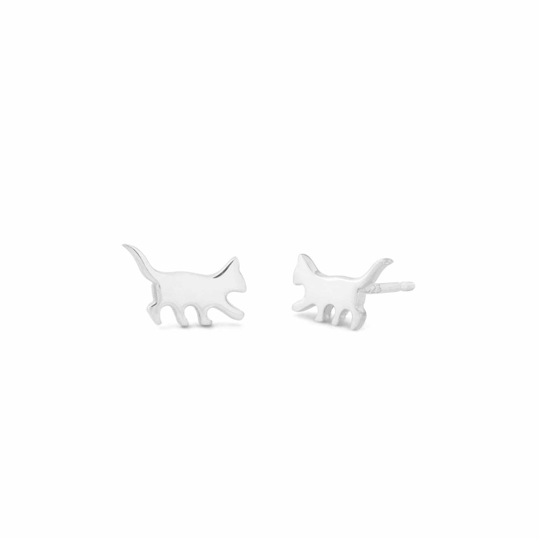 Boma Curious Cat Studs - Silver