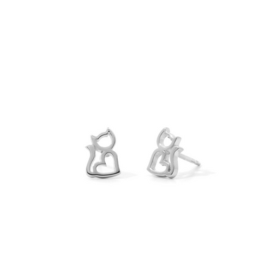 BOMA Heart-Shaped Cat Earring Studs