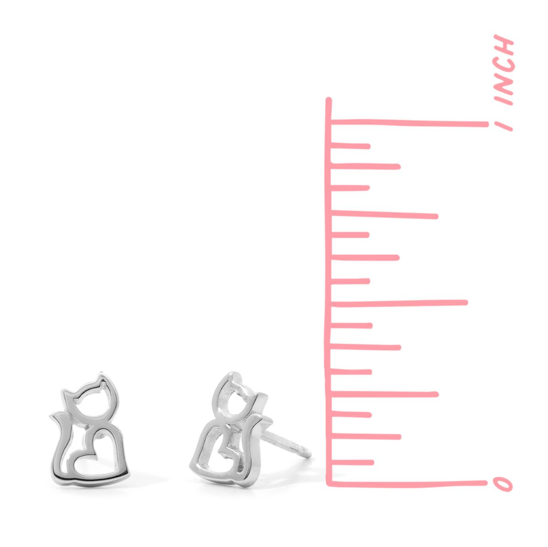 BOMA Heart-Shaped Cat Earring Studs