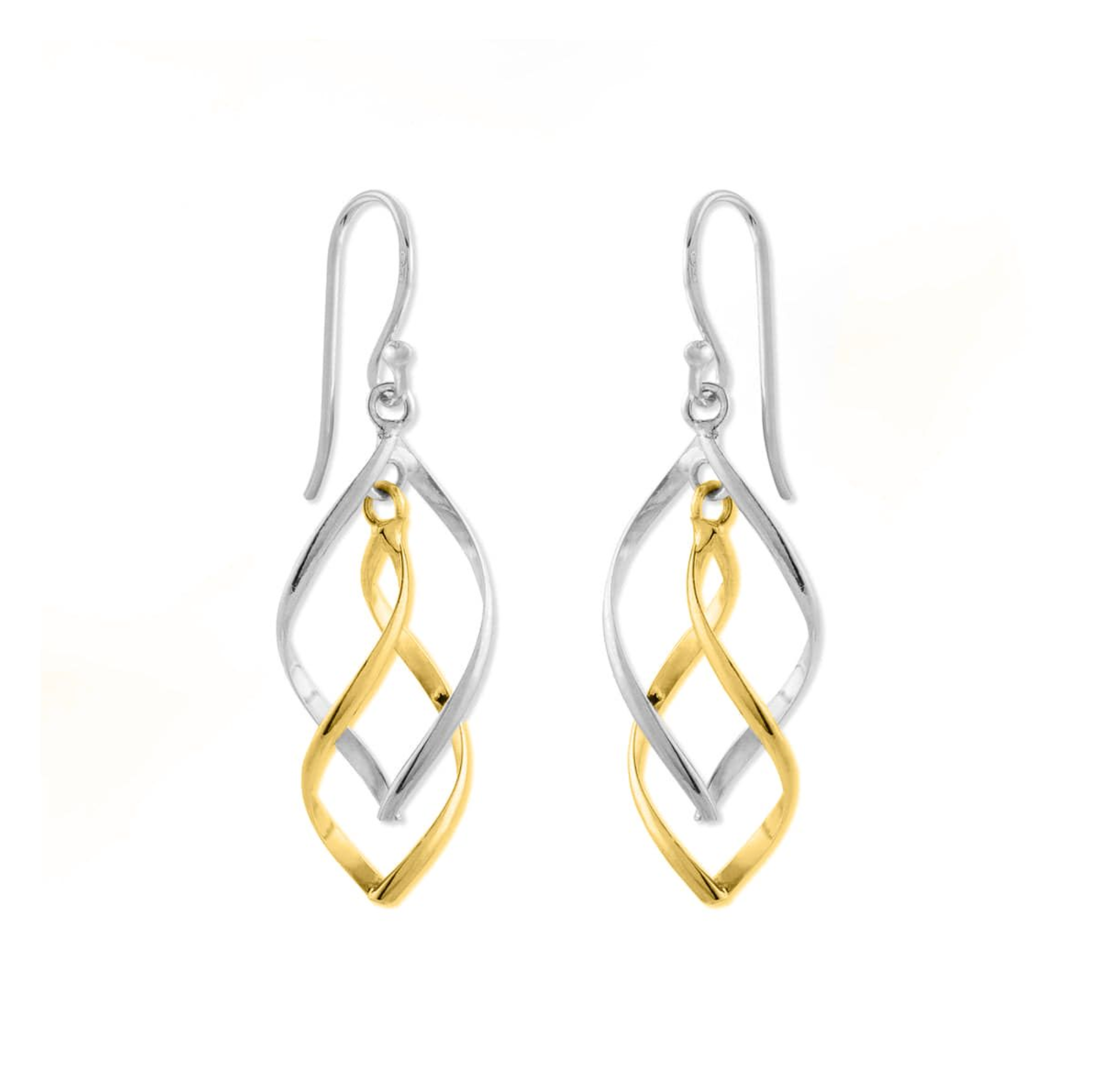 BOMA Twisted Dangle Earrings - Silver and Gold