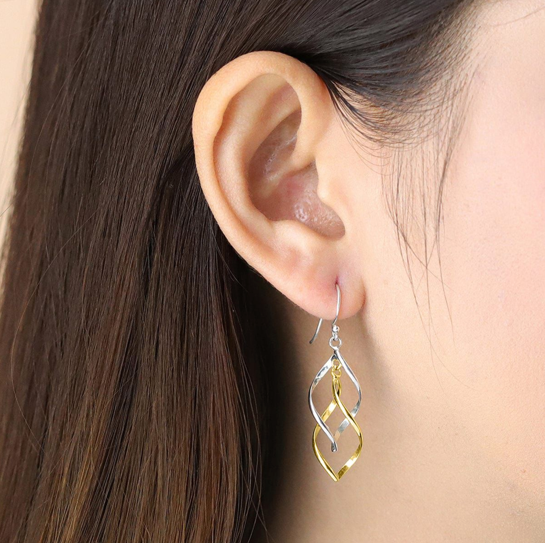 BOMA Twisted Dangle Earrings - Silver and Gold