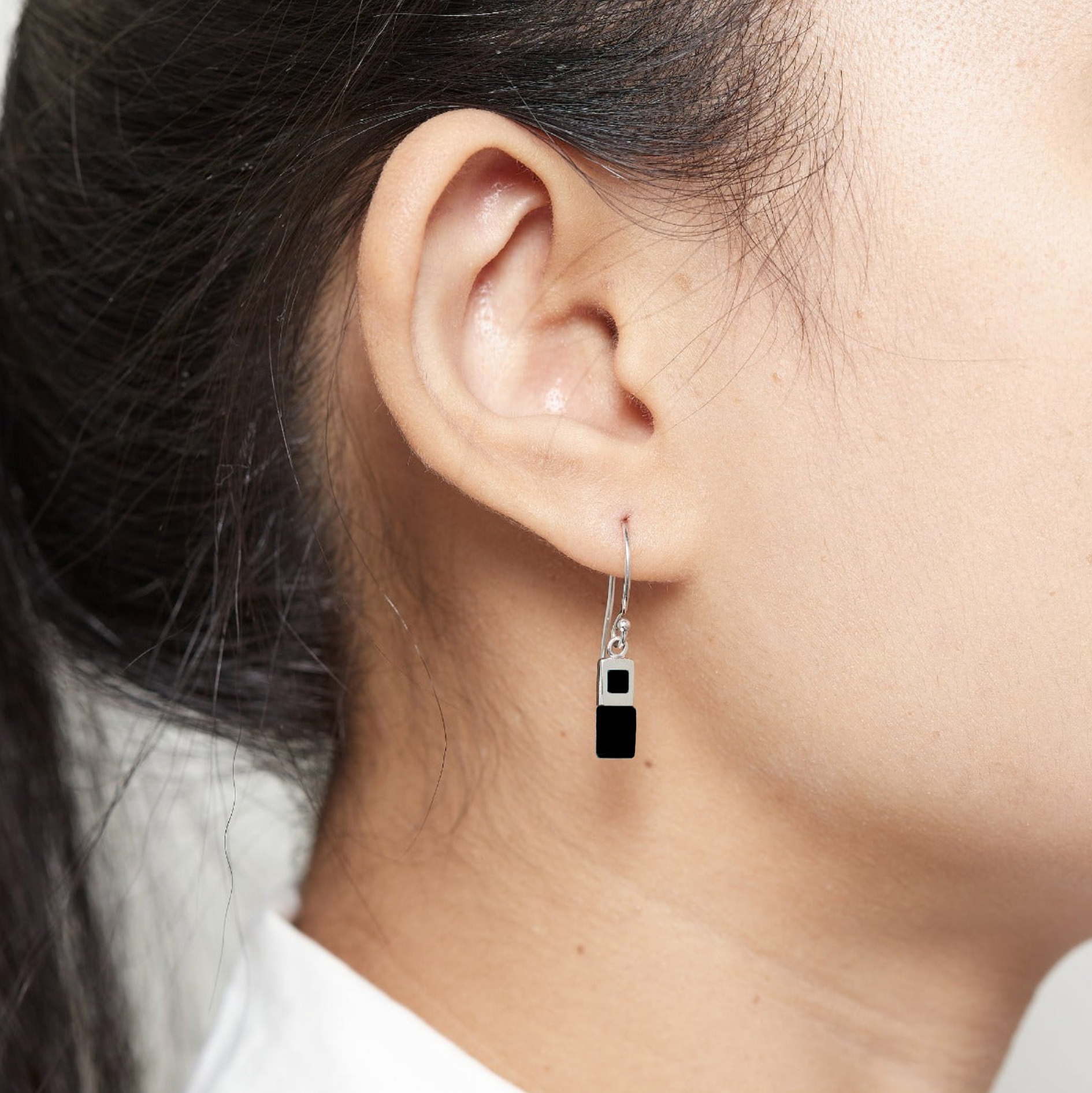 BOMA Geometric Shape Dangle Earrings - Onyx