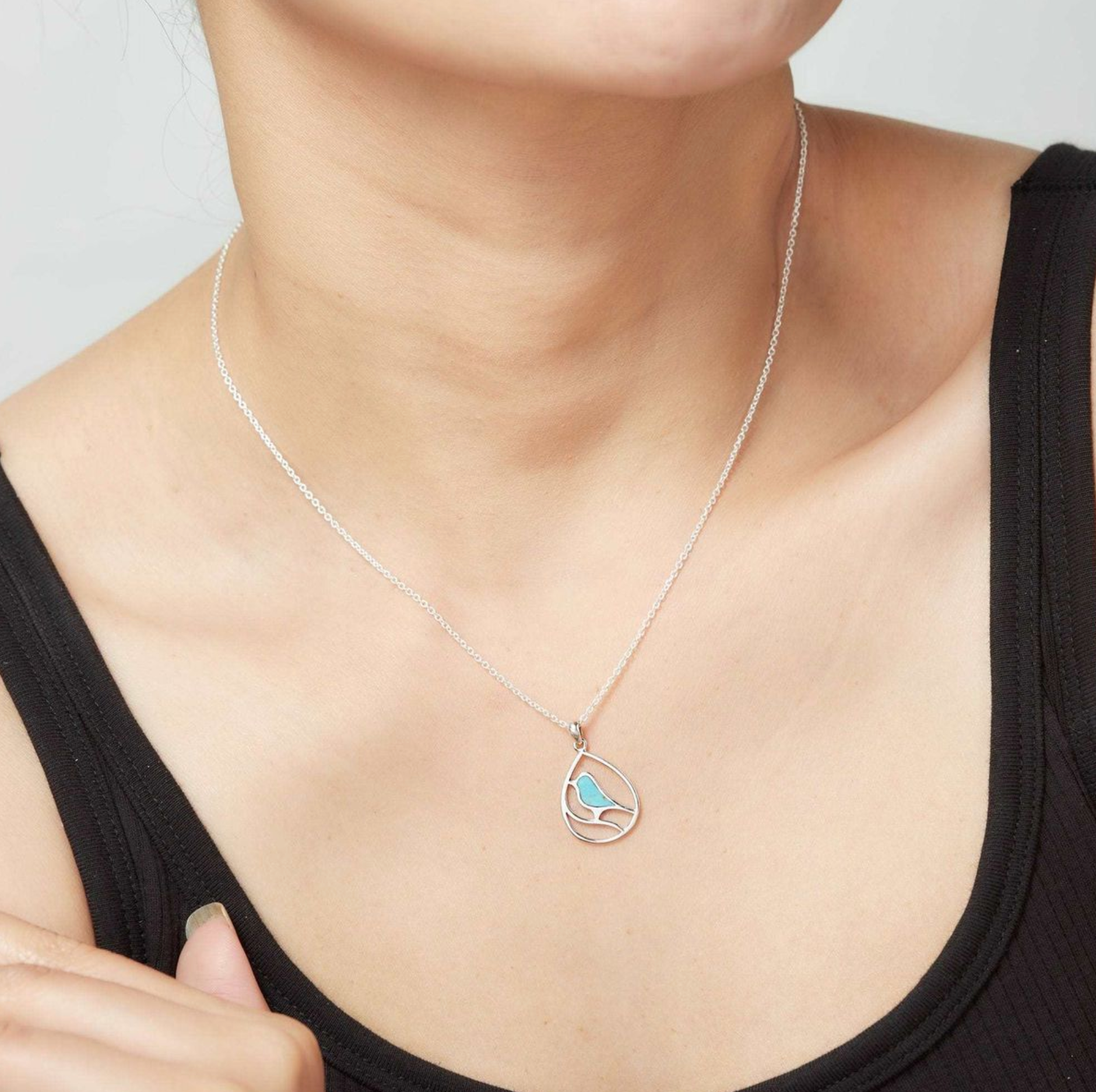 BOMA Bird Teardrop Inlay Necklace