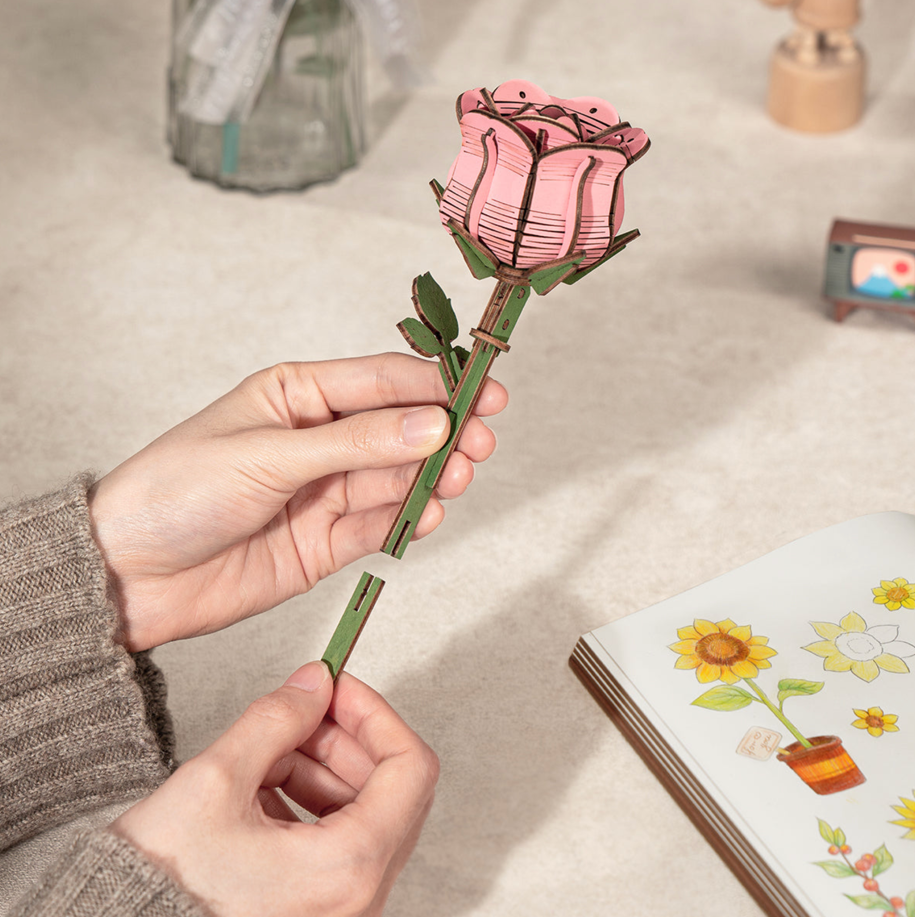 ROBOTIME DIY Flower - Pink Rose