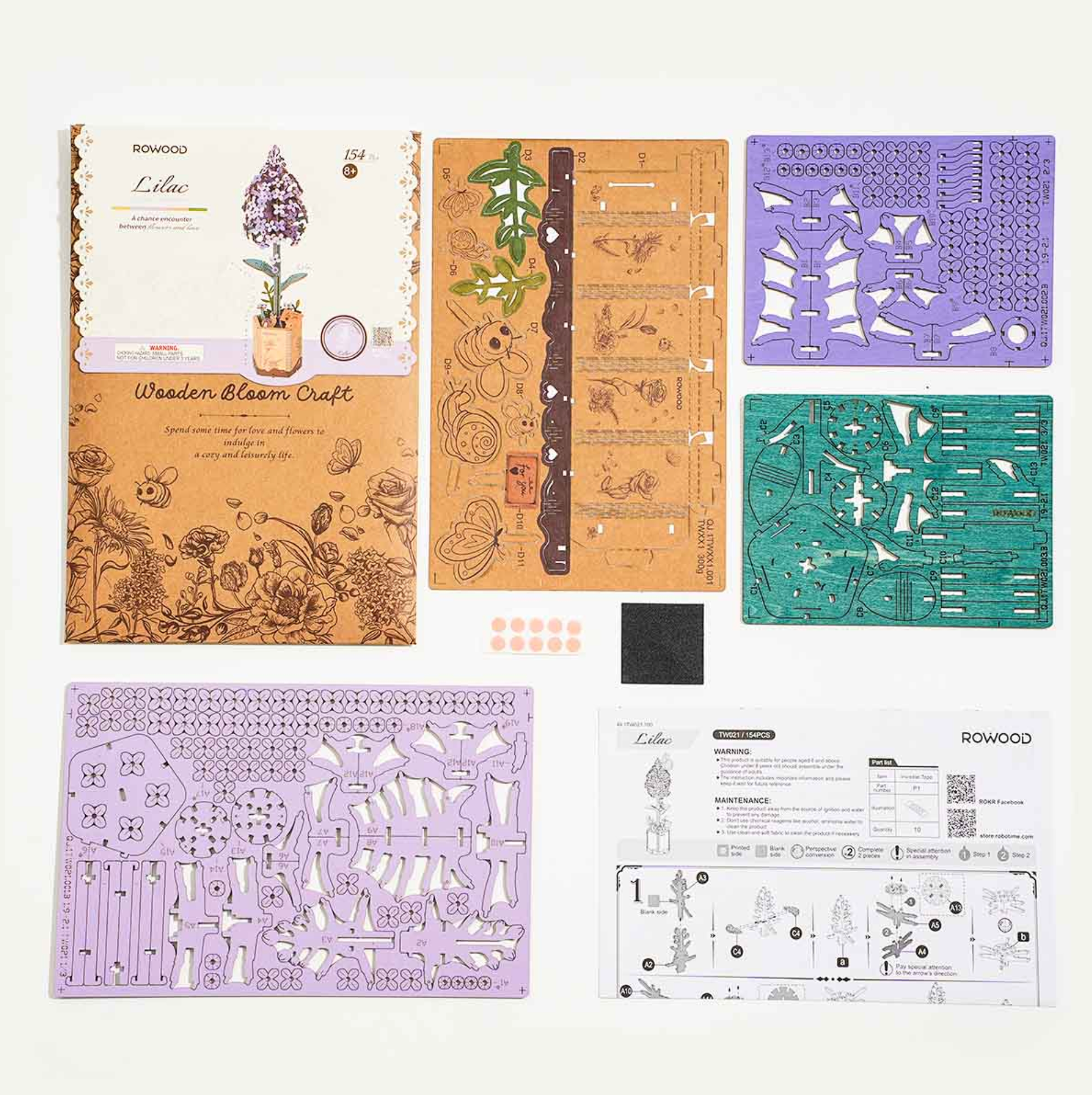 ROBOTIME DIY Wooden Flower - Lilac