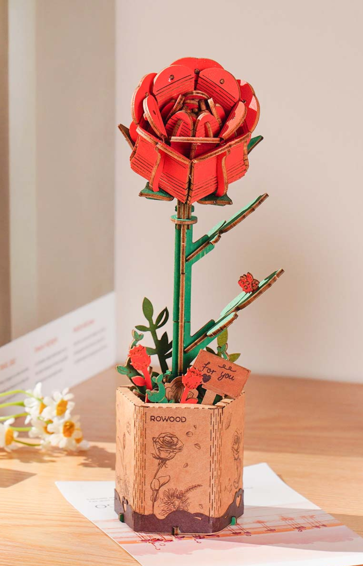Rolife DIY Wooden Flower - Red Rose