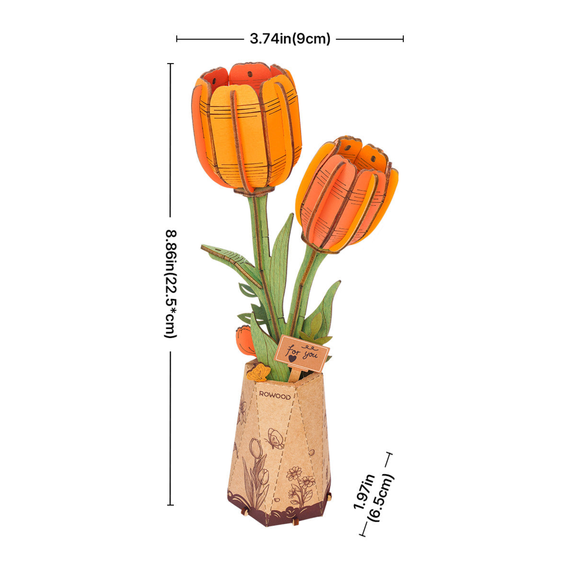 ROBOTIME DIY Wooden Flower - Orange Tulip