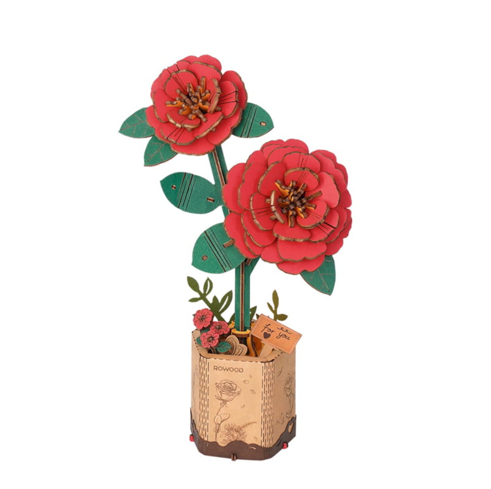 ROBOTIME DIY Wooden Flower - Red Camelia