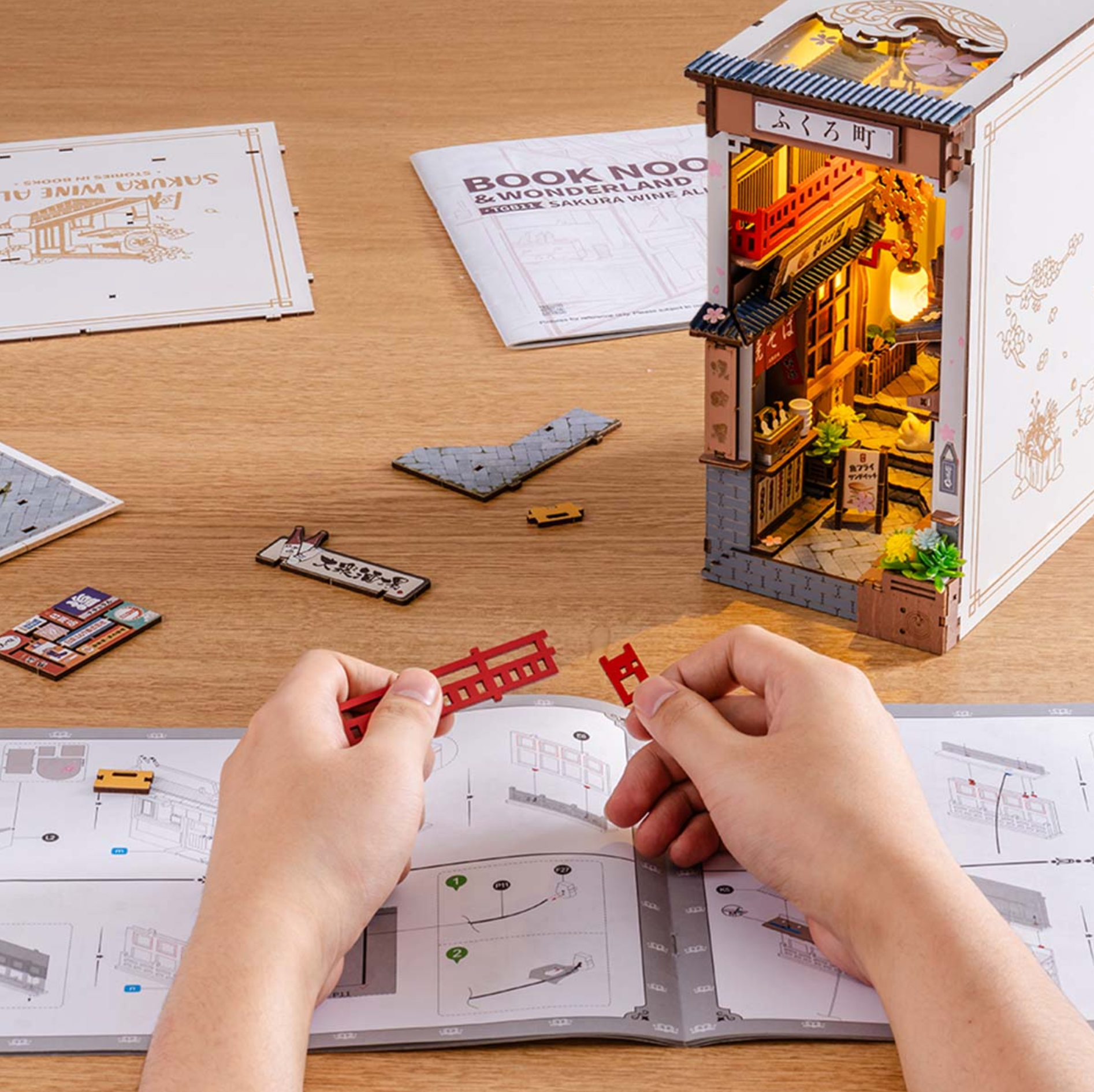 ROBOTIME Sakura Wine Alley DIY Book Nook