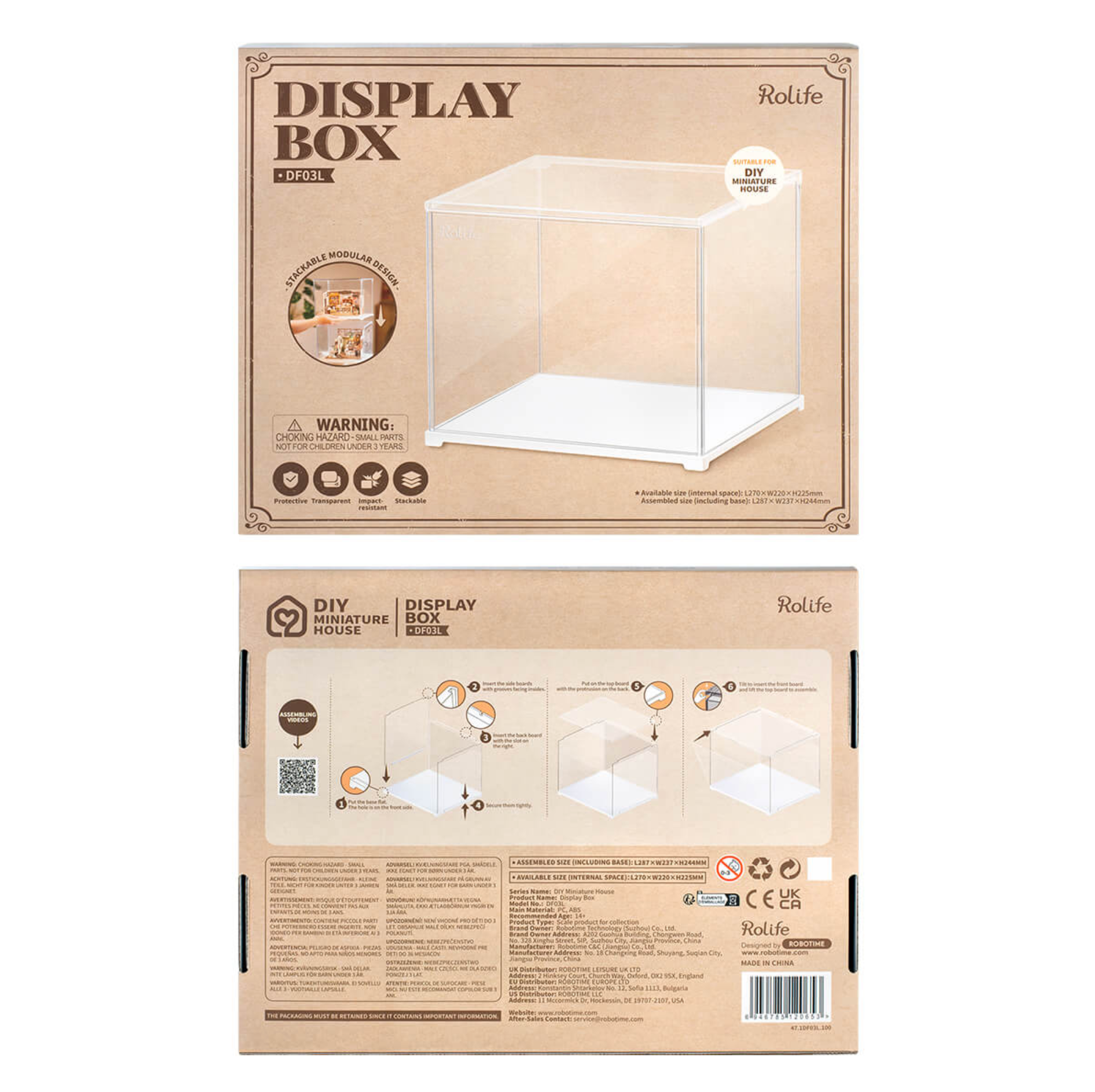 ROBOTIME Miniature House Display Box - Dust Cover